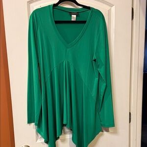 Alfani Emerald Green V-Neck Handkerchief Hem Tunic